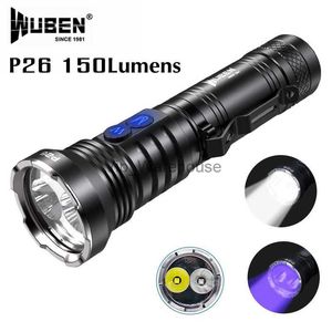 Tochas Wuben P26 Lanterna UV Luz Branca 365nm 150Lumen Dual Switch EDC Tocha Impermeável para Urina de Animal de Estimação Detector de Corante Fluorescente HKD230902