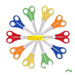 Office Scissors Wholesale 500Pcs Plastic Children Cutter Kids Safety Diy Scale Rer Scissor Child Stationery Student Drop Delivery Scho Dhpaz