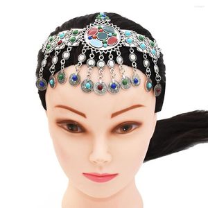 Hair Clips Bohemian Colorful Bead Coin Tassel Head Chain Headdress Forehead Gypsy India Ethnic Tribal Headpiece Clip Accessory Jewelry