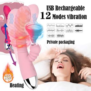 Briefs Panties 12 Speeds Heating Telescopic Vibrators Dildos for women Sex Toys Penis Vibrator female Rechargeable sucking machine 230901