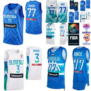 Printed Basketball Slovenia 30 ZORAN DRAGIC Jersey 10 Mike TOBEY 6 Aleksej NIKOLIC 7 Klemen PREPELIC Luka Doncic 77 32 BINE PREPELIC 27 ZIGA DIMEC 2023 World Cup