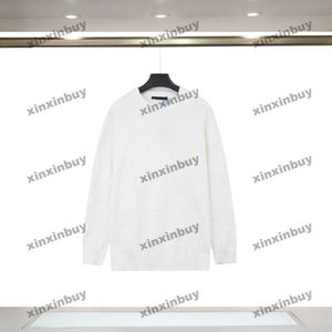 xinxinbuy Männer Frauen Designer Sweatshirt Pin Schachbrett Gitter Buchstabe Jacquard Strickstoff grün schwarz weiß BRAUN S-2XL