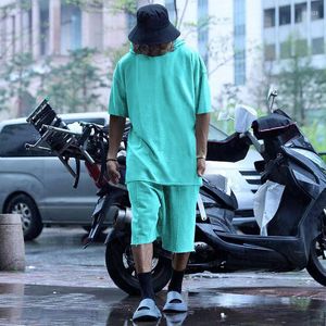 Men's Tracksuits Hip Hop Mens Hoodie Two Piece Sets Oversize Casual Short Sleeve Hooded T Shirts And Shorts Outfits Men Suits Streetwear