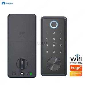 Serrature per porte SmarDeer Smart serratura per Tuya WiFi Serratura elettronica con impronta digitale/smart card/password/chiave/sblocco app Accesso senza chiave HKD230902