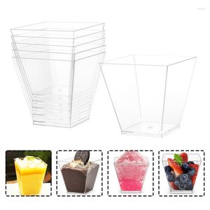 Disposable Cups Straws Plastic 25pcs Trapezoidal Serving 60ml Dessert Square Party Jelly Food Shop
