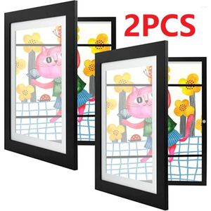 Frames 2PCS Kids Art Wooden Changeable Picture Display For A4 Art-Work Children Projects Home Office Storage