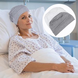 Berets 2 Stück Chemotherapie-Mütze Satin Kopftuch Patienten Absicherung Frauen Schlaf Nachtmütze Baumwolle Damen Elastisch