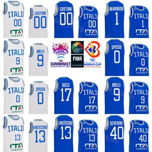 Drukukowana Koszykówka Italia 9 Nicolo Melli Jersey 33 Achille Polonara 7 Stefano Tonut 17 Giampaolo Ricci 13 Simone Fontecchio 0 Marco SPISSU 2023 Puchar Świata Włochy Włochy