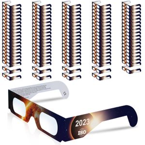 100 PCS Güneş Eclipse Gözlükleri NASA tarafından onaylanmış fabrika CE ve ISO Sertifikalı Optik Kalite Sertifikalı Güneş Tutulması Sırasında Güvenli Güneş Görüntüleme