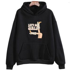 Hoodies النسائية دعنا نذهب للبنات النمط الإبداعي هوديي أنثى الخريف الأزياء بلوزات الجمال الجمالية اللطيفة صوف مريح الصوف