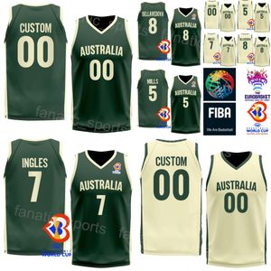 Stampato 26 DUOP REATH Jersey 2023 Coppa del Mondo Australia Basket Ben Simmons 25 6 Andrew Bogut 8 Matthew Dellavedova 6 Josh Green 2 Matisse Thybulle Verde Beige