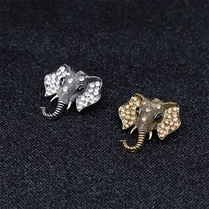 Broche de elefante retrô, broche de cristal da moda, strass, animal, cabeça de elefante, broche para festa, baile, lapela