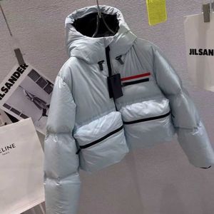 클래식 한 여성 쇼트 후드 다운 코트 디자이너 파카 패션 거꾸로 된 삼각형 남성 재킷 겨울 따뜻한 파커 윈드 브레이커 6mxdg