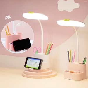Lampade da tavolo Lampada da scrivania a protezione degli occhi a LED 5 in 1 con portapenne Ricaricabile Lampada da lettura per studio per bambini per studenti
