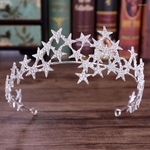 Grampos de cabelo barroco cristal estrela tiara coroa casamento nupcial strass bandana noiva headpiece feminino menina jóias acessórios