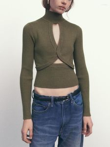 女性用セーターの女性のためのニットウェアフロントカット