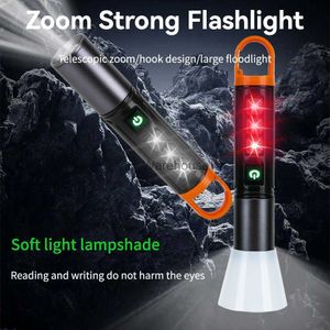 Torce Torcia LED super luminosa COB Luci laterali Torcia ricaricabile USB Illuminazione portatile per uso domestico Lanterna da campeggio con gancio HKD230902