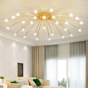 Chandeliers Nes Creative Chrome Iron Flower G4 LED Bulb Lamp Home Deco Living Room Clear Glass Star Chanderlier Lighting