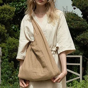 Shopping Bags Casual Cotton Linen For Women Bandage Lace Up Reusable Sundries Foldable Travel Beach Shoulder Large Handbags 230901