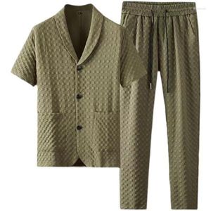 Erkek Trailsits (Gömlek Pantolon) 2023 Yaz Erkekler Moda Klasik T-Shirt Sıradan Gömlek Erkek Giysiler PDD006