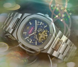 Square Dweller Pusty szkieletowe tarcze zegarki ze stali nierdzewnej Business Business Mens Automatyczny ruch mechaniczny Zegar Zegar Selding Głębokie zamiatanie Zestaw Auger Cool Watch