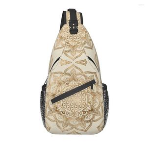 Sırt çantası mandala Lotus Sling Crossbody Erkeklerde Yaşam Çiçeği Özel Kutsal Geometri Omuz Göğüs Çantası Seyahat Yürüyüşü Gündüz Paketi