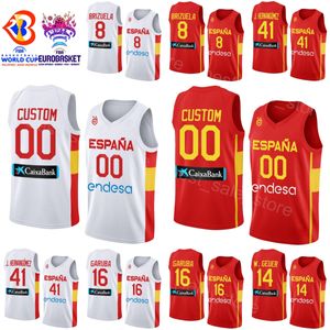 Print Spain 2023 World Cup Basketball 4 Pau Gasol Jersey National Team 16 USMAN GARUBA 4 ALBERTO DIAZ 8 Dario Brizuela 21 Alex Abrines 9 Ricky Rubio 13 Marc Gasol