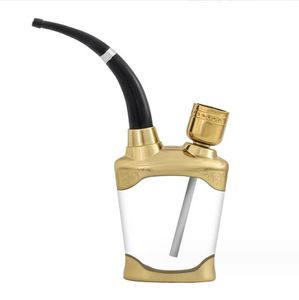 Latest Metal Plastic Water Pipe Bongs Hookahs Smoking Filter Cigarette Tobacco Pipes Accessories Two Functions Gold Gift For Man Sale
