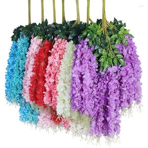 Fleurs décoratives 3.6ft Wisteria artificielle suspendue vigne pour arc de mariage décor à la maison guirlande de fleurs en soie décoration murale fausse