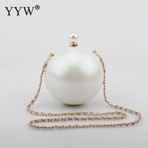 Abendtaschen ABS Runde Ball Umhängetasche Berühmte Marke Kupplung Frauen Mode Kette Umhängetasche Acryl Weiß Geldbörse 230901