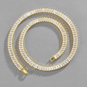 Strands Luxury Square Zircon Cuban Link Chain Choker Necklace for Women Charms Rhinestone 7mm Miami Sexy Hip Hop Jewelry 230613