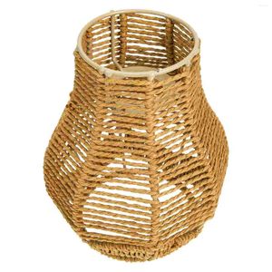 Ceiling Lights Paper Rope Lampshade Light Black Woven Basket Dust Cover Chinese Style Boho Hanging Manual