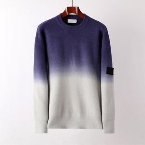 Hochwertiger Topstoney-Pullover für Herren und Damen. Baumwoll-Präzisions-Maschinennadel-Rundhalspullover. Klassische Markenpullover mit gesticktem Abzeichen und Farbverlauf