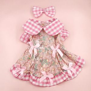 Dog Apparel Pet Dress With Bow Decorations Floral Pattern Skirts Breathable Comfortable Hawaii Dresses For Summer Holidays Girl