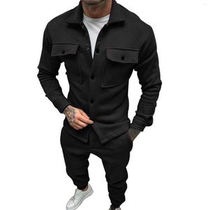 Men's Tracksuits Fall Breathable Wrinkle Two Piece Suit Roll Sleeve Shirt Pants Set Vest And Tuxedo With Lapel