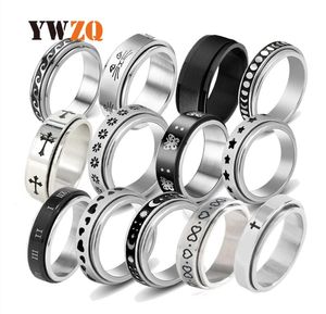 Band Rings 50Pcs Mti-Styles Mix Rotating Stainless Steel Spin Men Women Spinner Ring Wholesale Rotate Finger Party Jewelry Drop Deliv Dhe3A