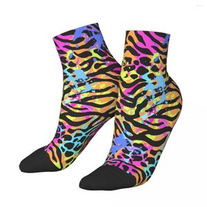 Men's Socks Neon Animal Skin Mix Short Unique Casual Breatheable Adult Ankle