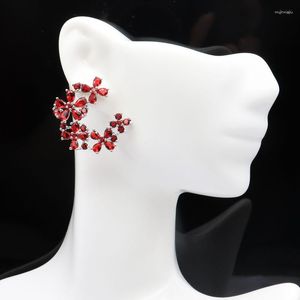 Boucles d'oreilles pendantes 8.5g en argent sterling 925 massif accrocheur vert émeraude rouge sang rubis haute tendance poli