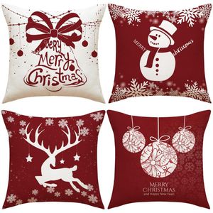 Kissen Weihnachtsdekoration Wurfkissenbezug Schneemann Elch Fall Sofa Wohnzimmer Home Decor