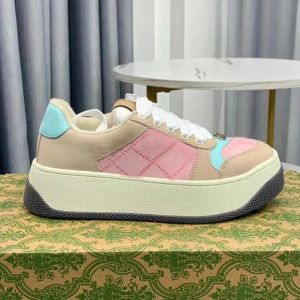 Luxury Screener casual shoes Fashion lace-up platform men's sneakers Leather canvas patchwork print women's casual sneakers outdoor jogging shoes