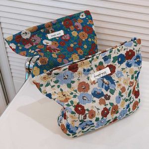 Totes Vintage Jacquard Flor Coreana Mulheres Maquiagem Orgânica Mão Maquiagem Saco de Viagem Vaso Grande Cosmet Girl Beauty Box Presente Caitlin_Fashion_ Bags