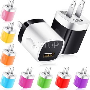 AC-Reise-USB-Wandladegerät, USB-Ladegerät, Adapter, Schnellladegerät, 5 V, 1 A, USB-Ladegerät, Wandstecker, Aufladen für Smartphones, Tablets, mehrere Farben