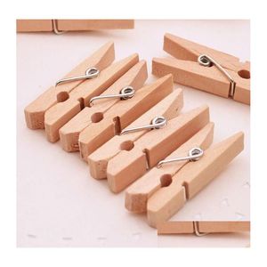 Outros suprimentos de festa festiva 2021 Novo Mini Clothespins de madeira Pinos 3.5x0.7cm Natural Wood Spring Clip Pegs para Po Paper Craft Dhqcf