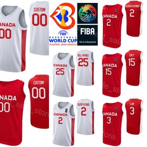 Basılı Basketbol Formaları Kanada Gömlek 2023 Dünya Kupası Jamal Murray 27 Andrew Wiggins 22 23 Phil Scrubb 25 Trae Bell-Haynes 15 Zach Edey Dillon Brooks 24 3 Melvin Ejim