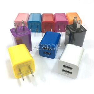 Ładowarki telefonu 2.1a 1A Podwójne porty USB US EU AC Home Wall Ładowarka Adapter do iPhone'a 15 Samsung S23 Ultra S6 S7 Edge Smartfony