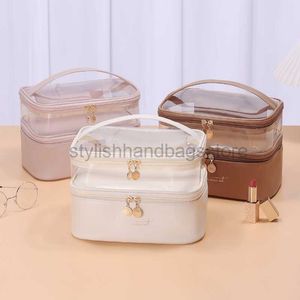 Totes multifunktionell dubbel transparent makeup väska kvinnors makeup box stor kapacitet resor makeup arrangör toalett skönhet Storagestylishhandbagsstore