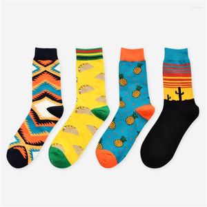 Women Socks Happy Unisex Art Pineapple Personality Jacquard Harajuku Funny Novelty Divertidos Skarpetki Crew Men Sox