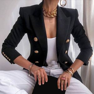 Kvinnors kostymer blazer för kvinnor elegant kappa knapp fast affärsarbete lady jacka kontor outkläder blazers smala avslappnad