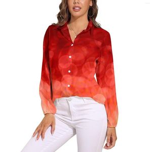Женские блузки закат пятна блузки абстрактные точки печатать винтажные графики женщин с длинными рукавами корейские модные рубашки осень негабаритные топы