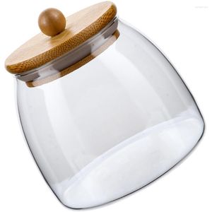 Butelki do przechowywania Bambus pokrywy szklany pojemnik na mąkę pojemniki na cukier Słoiki owsiane pokrywki